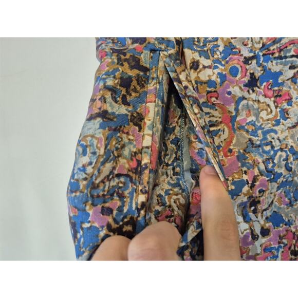 Y2K Marc By Marc Jacobs Colorful Pleated 100% Silk Straight Cropped Pants US 0 - Picture 5 of 8